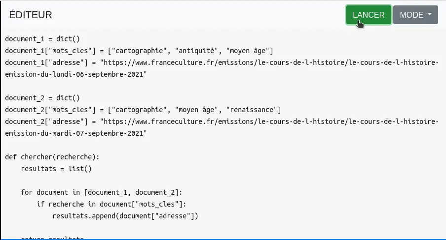 cliquer sur « lancer »