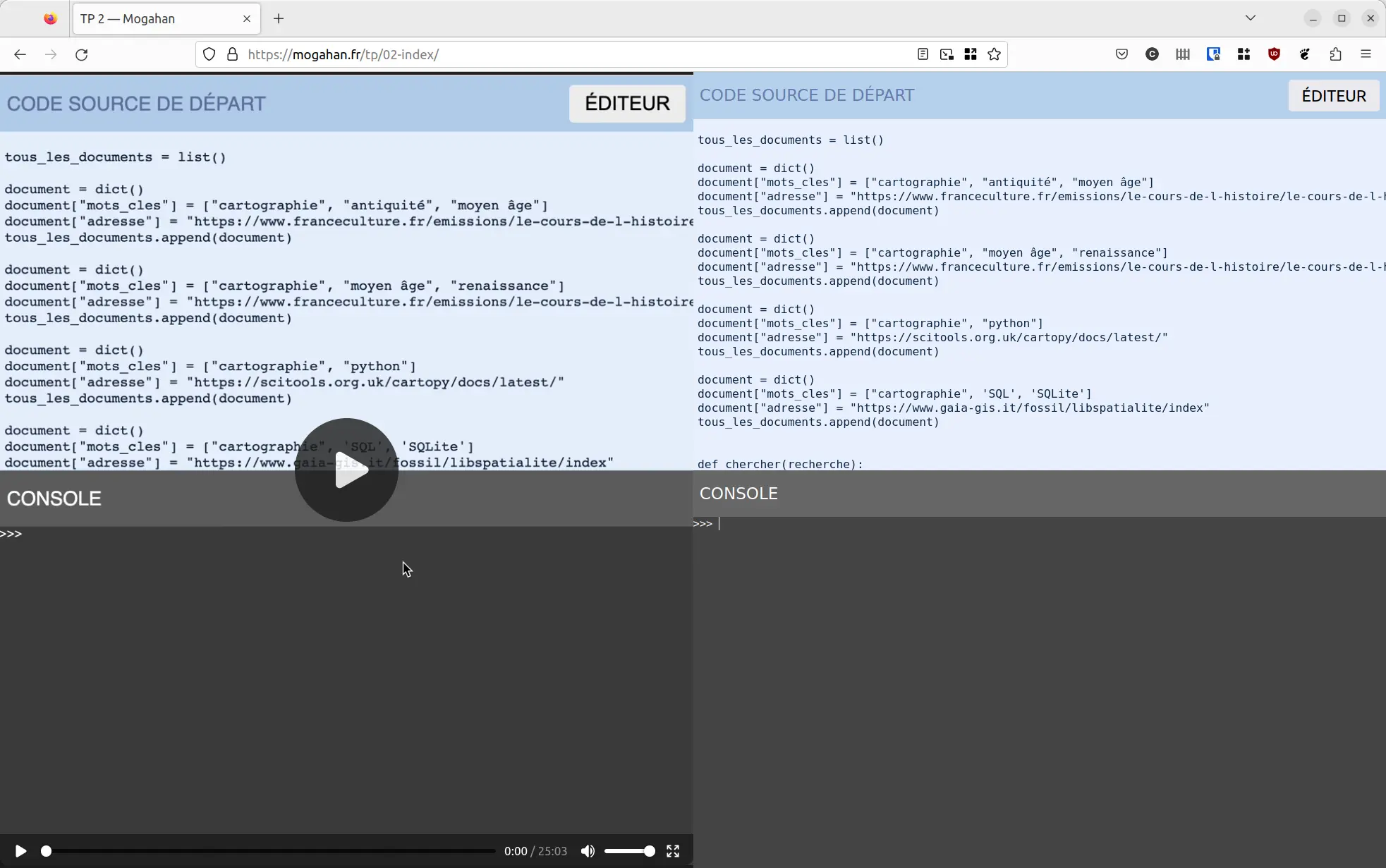capture d&rsquo;écran du deuxième TP